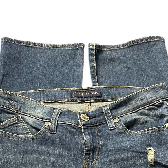 SOLD Rock & Republic Woman’s Blue Distressed Stretch Kasandra Bootcut Jeans - Picture 3 of 14